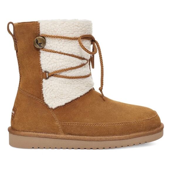 NIB Koolaburra by UGG 9 40 Michon Short Boots Bootie Suede Faux Fur Chestnut Tan - Picture 13 of 14